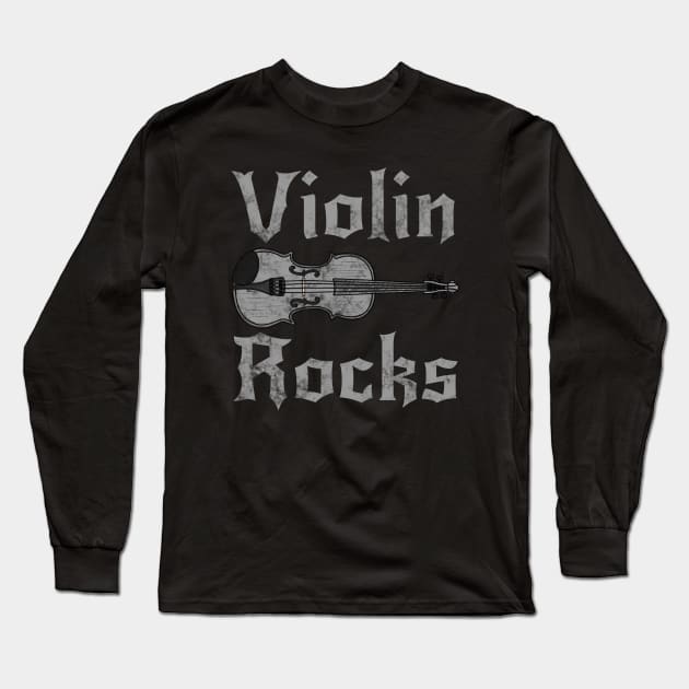 Violin Rocks, Violinist Heavy Rock Musician Long Sleeve T-Shirt by doodlerob